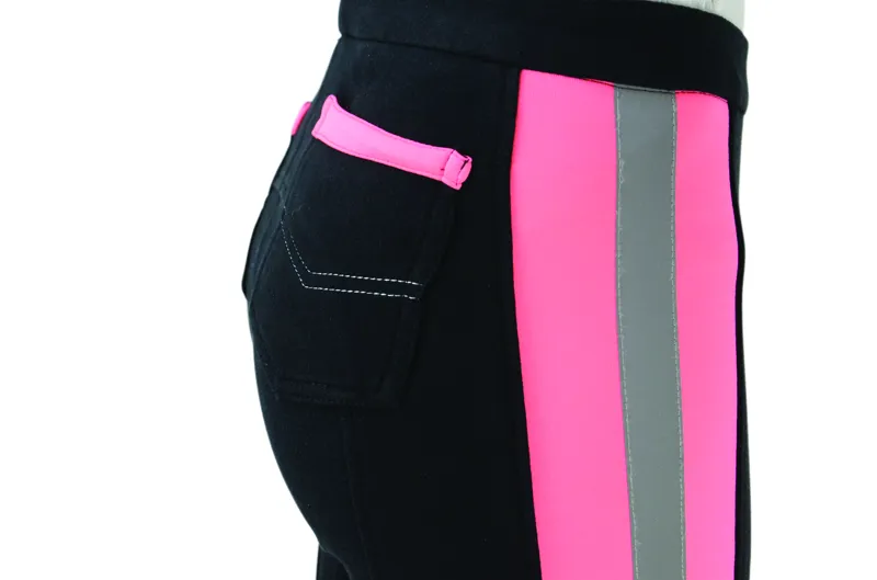 Hy Equestrian Reflector Ladies Jodhpurs - Pink/Black-2